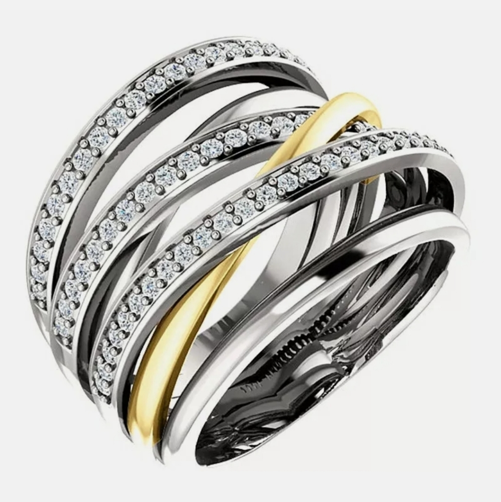 New Two Tone 925 Silver Ring - Picture 5 of 10